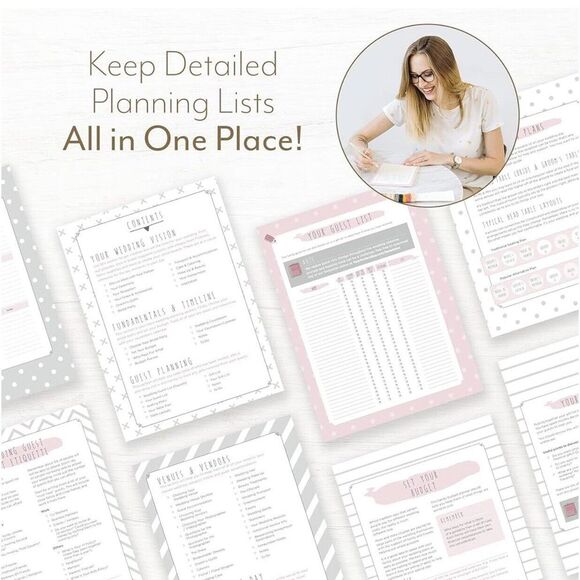 Wedding Planner Book 132 Pages for Your Perfect Day White & Gold Sprial Undated - Picture 3 of 3